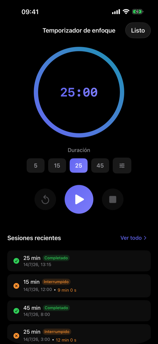 Temporizador de concentración