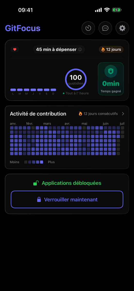 Tableau de bord d'accueil