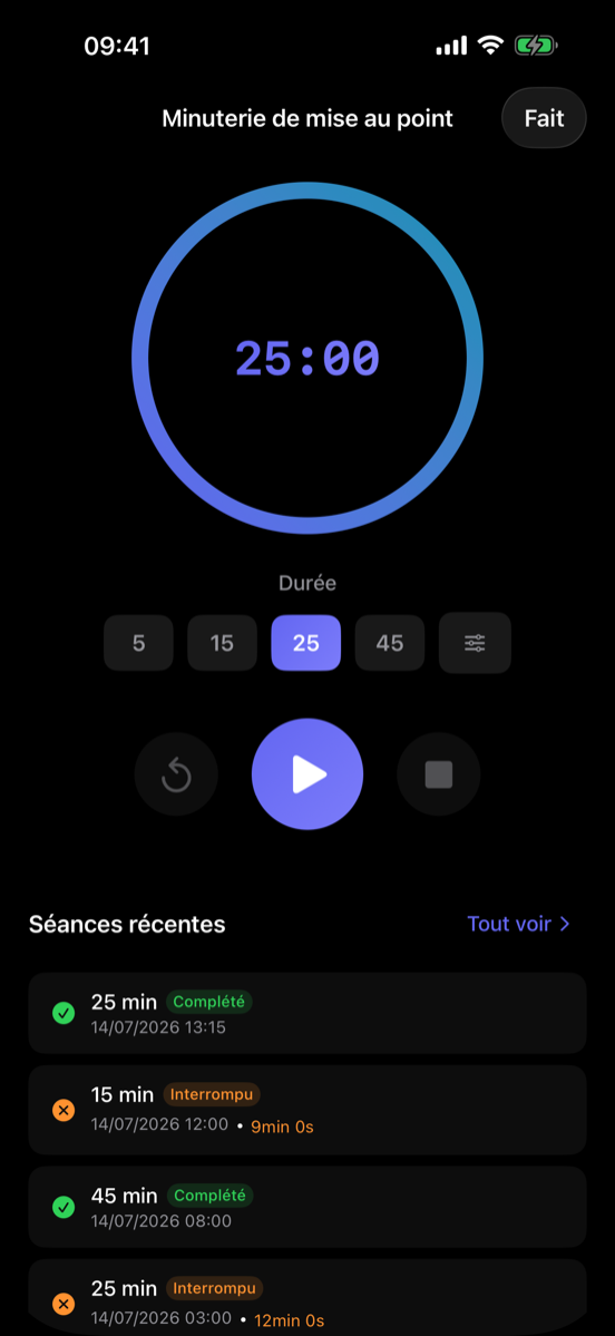 Minuteur de concentration