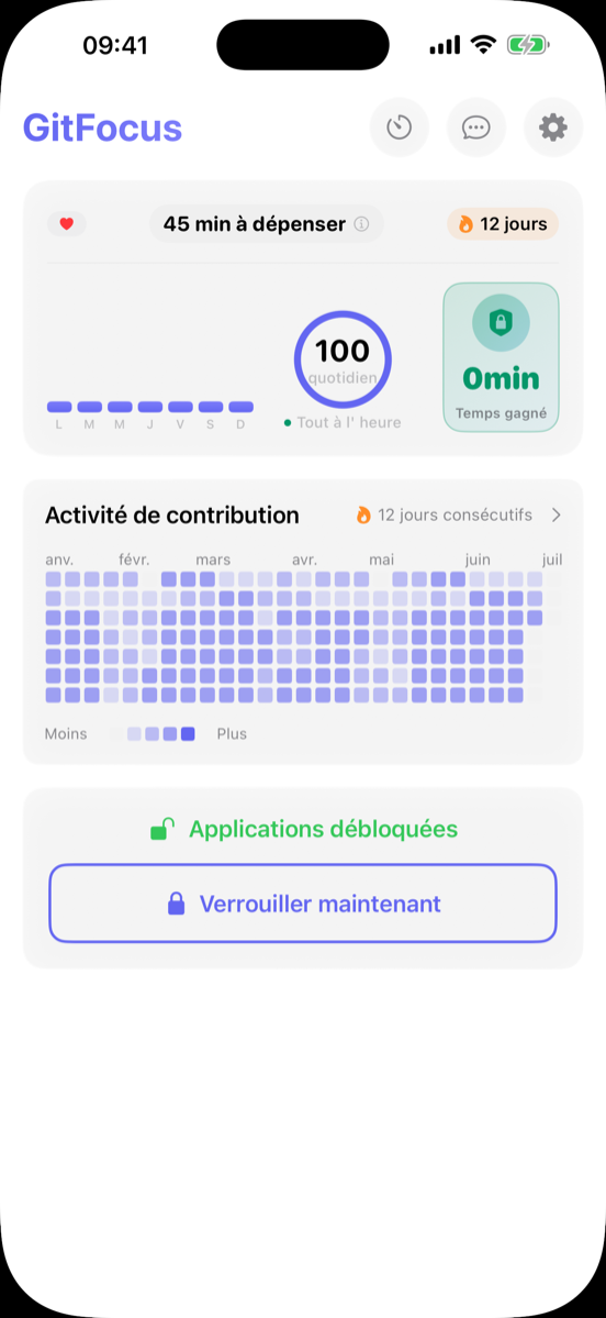Tableau de bord d'accueil