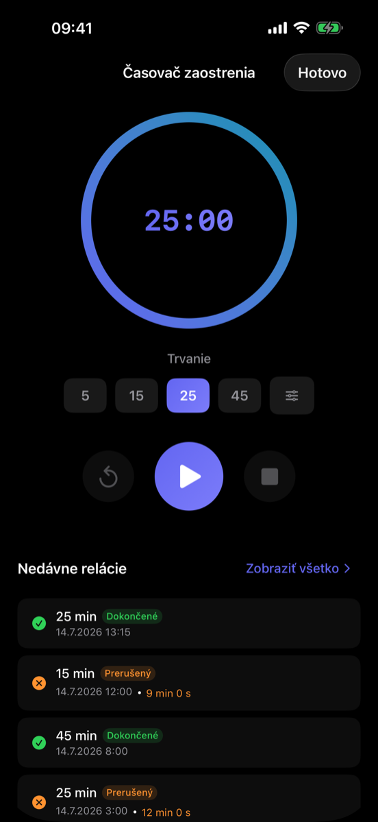 Časovač sústredenia