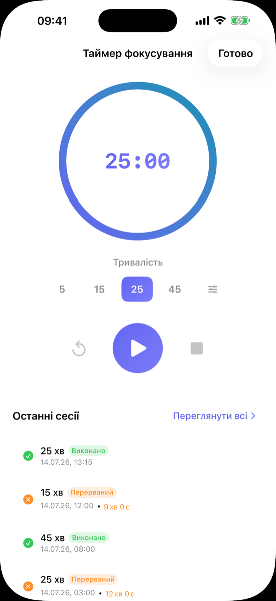 Таймер фокуса